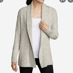 Eddie Bauer heathered gray cable knit lounge cardigan